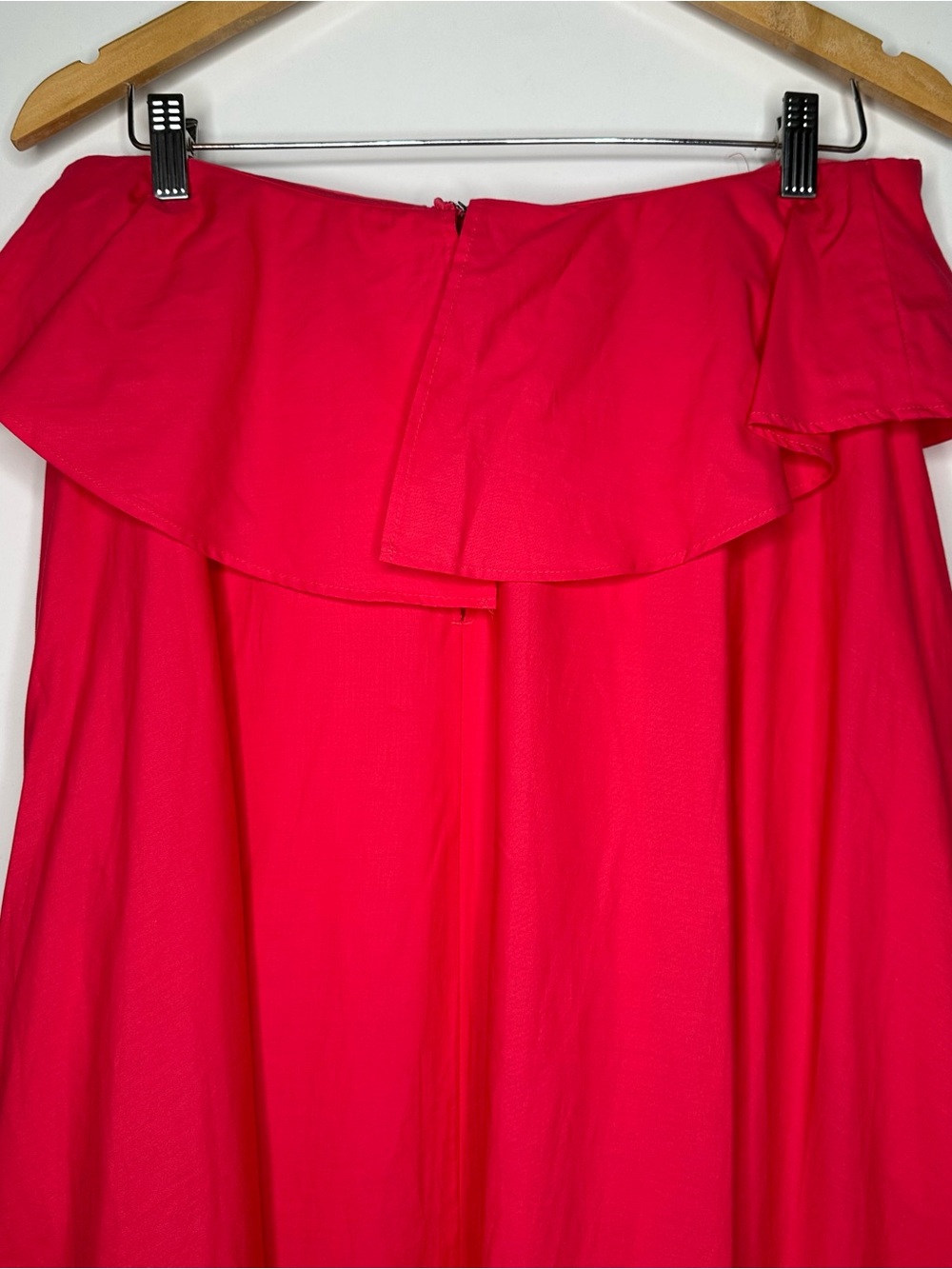 By Anthropologie Strapless Flounce A-Line Midi Dress Hot Pink Size Small S - Picture 6 of 10